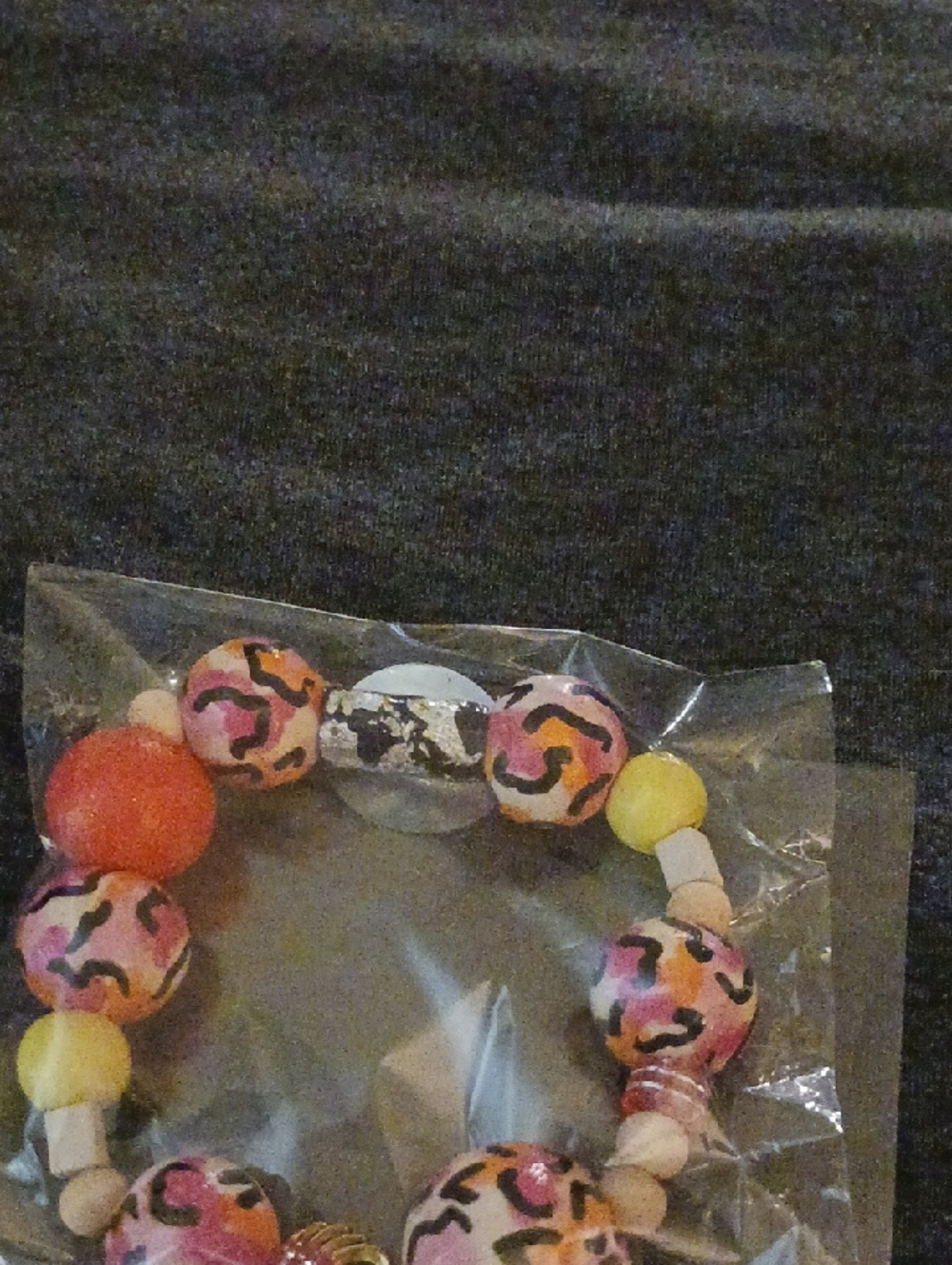 Colorful Leopard Print Beaded Stretch Bracelet - Pink, Yellow, Coral